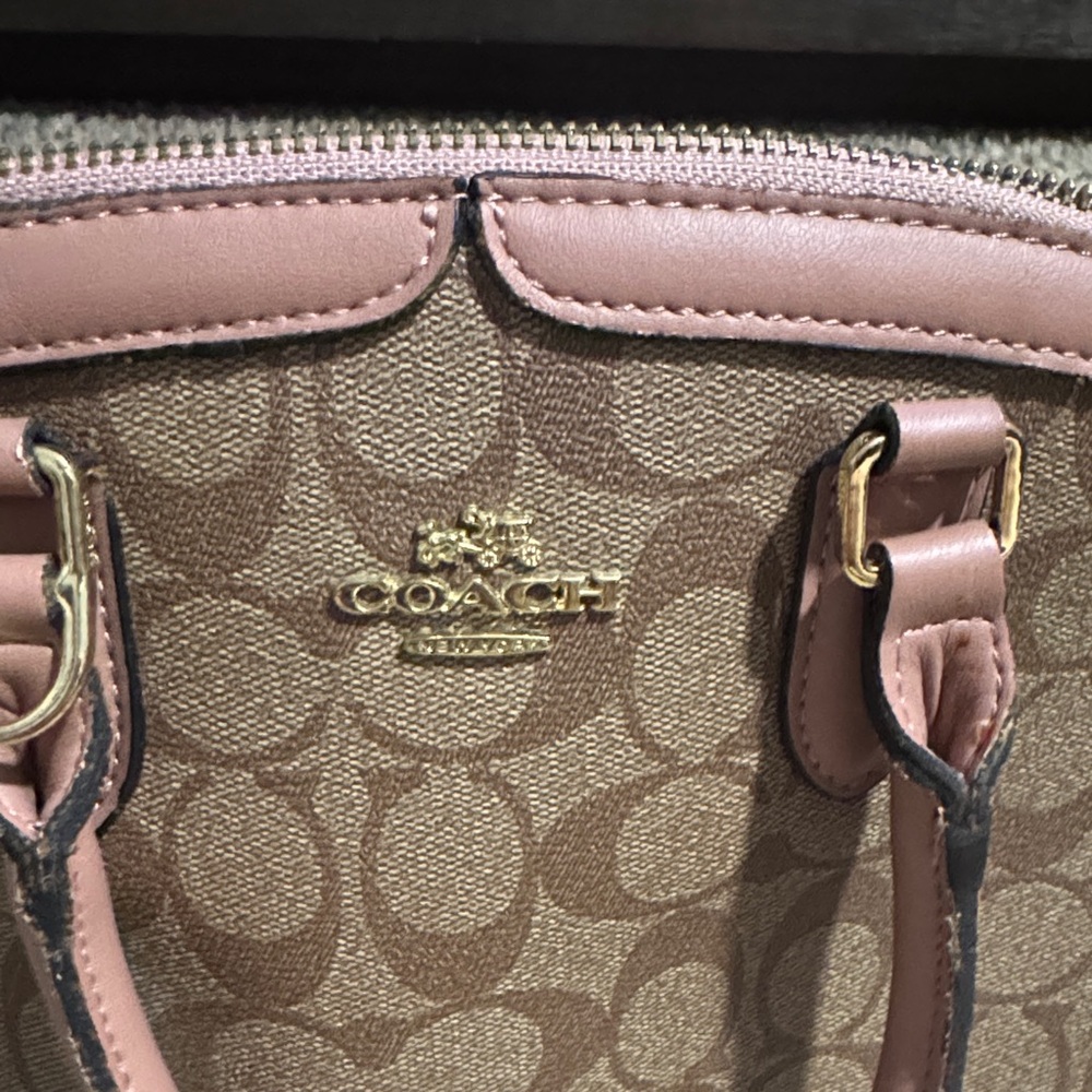 Coach Pink and Tan Signature Satchel - Picture 2 of 6